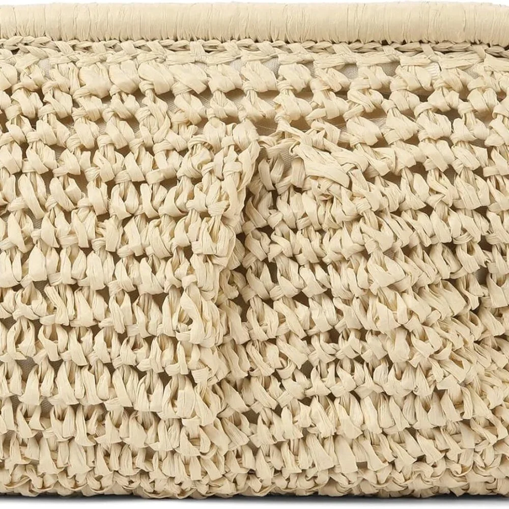 Women Straw Clutch Purse Faux Straw Small Woven Shoulder Bag Beach Party